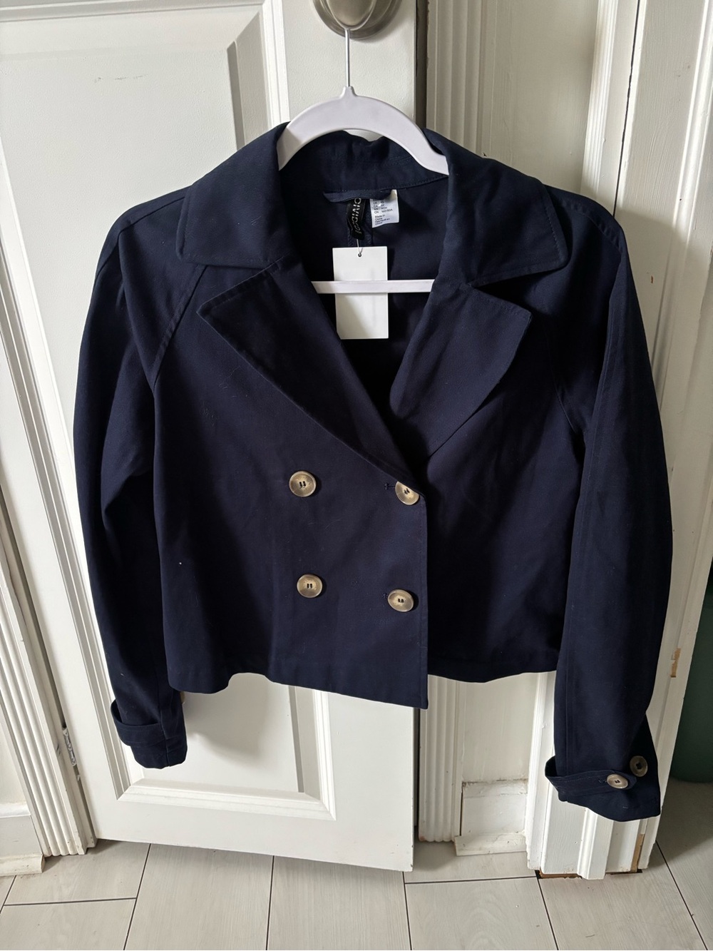 H&M Navy Double-Breasted Peacoat Jacket